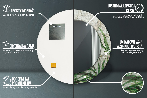 Listy papradia Okrúhle dekoračné zrkadlo