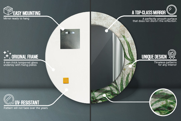 Listy papradia Okrúhle dekoračné zrkadlo