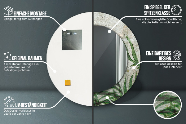 Listy papradia Okrúhle dekoračné zrkadlo