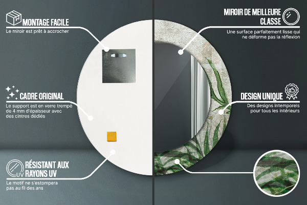 Listy papradia Okrúhle dekoračné zrkadlo