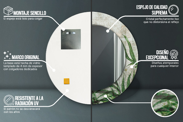 Listy papradia Okrúhle dekoračné zrkadlo