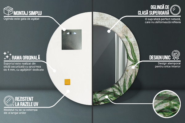 Listy papradia Okrúhle dekoračné zrkadlo