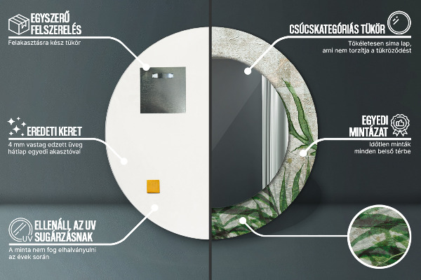 Listy papradia Okrúhle dekoračné zrkadlo