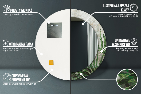 Listy papradia Okrúhle dekoračné zrkadlo