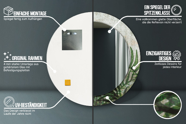 Listy papradia Okrúhle dekoračné zrkadlo