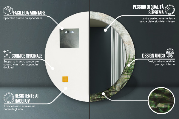 Listy papradia Okrúhle dekoračné zrkadlo