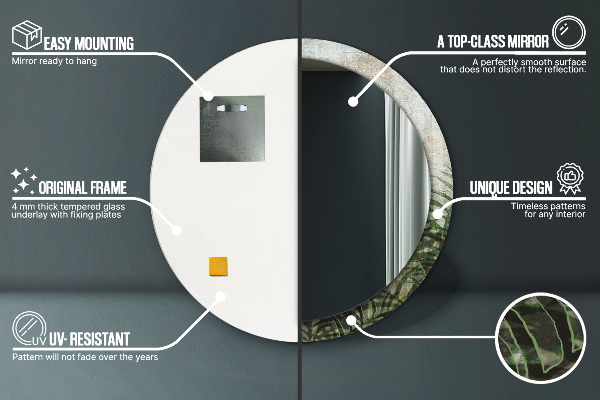 Listy papradia Okrúhle dekoračné zrkadlo