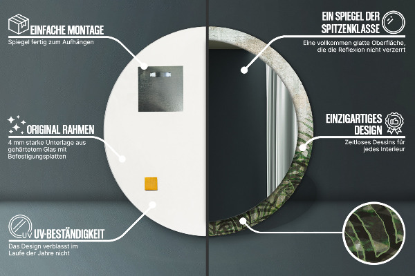 Listy papradia Okrúhle dekoračné zrkadlo