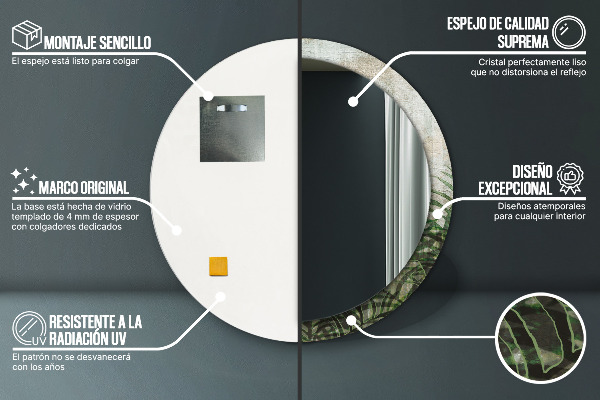 Listy papradia Okrúhle dekoračné zrkadlo