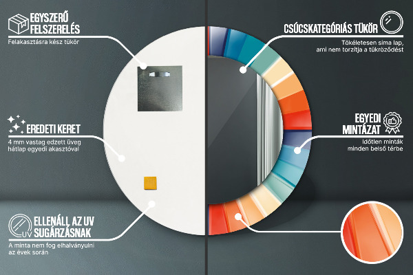 Radiálne koncentrické pásy Okrúhle dekoračné zrkadlo