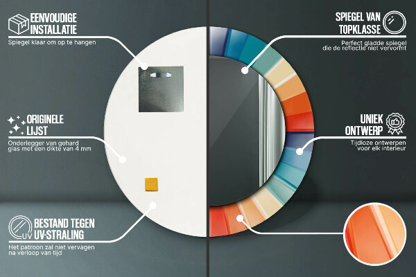Radiálne koncentrické pásy Okrúhle dekoračné zrkadlo