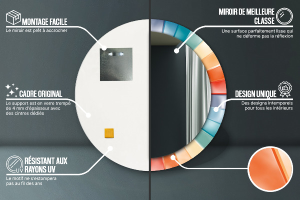 Radiálne koncentrické pásy Okrúhle dekoračné zrkadlo