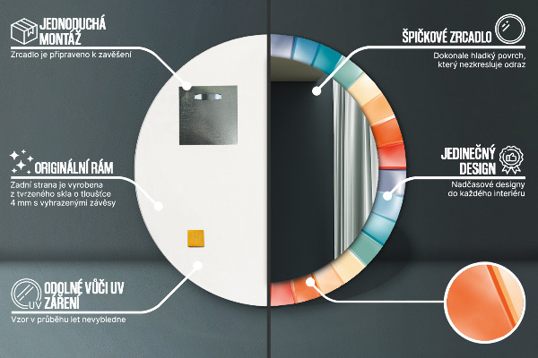 Radiálne koncentrické pásy Okrúhle dekoračné zrkadlo