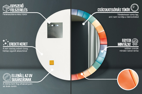Radiálne koncentrické pásy Okrúhle dekoračné zrkadlo