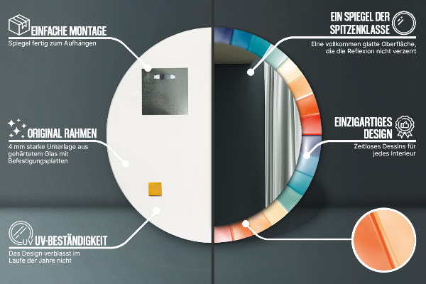 Radiálne koncentrické pásy Okrúhle dekoračné zrkadlo
