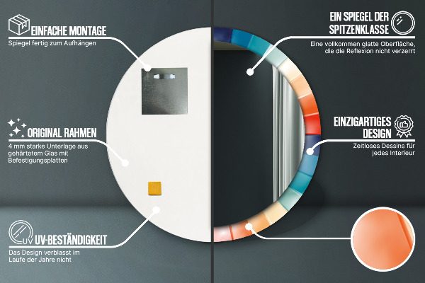Radiálne koncentrické pásy Okrúhle dekoračné zrkadlo