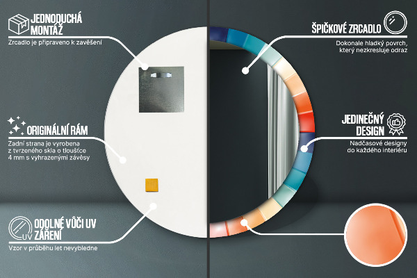 Radiálne koncentrické pásy Okrúhle dekoračné zrkadlo