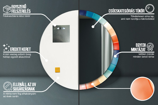 Radiálne koncentrické pásy Okrúhle dekoračné zrkadlo