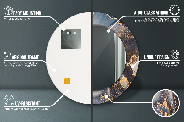 Abstraktná tekutina Okrúhle zrkadlo rám s potlačou