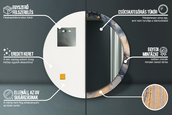 Abstraktná tekutina Okrúhle zrkadlo rám s potlačou