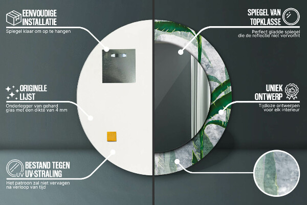 Tropické listy Okrúhle dekoračné zrkadlo