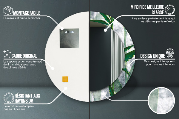 Tropické listy Okrúhle dekoračné zrkadlo