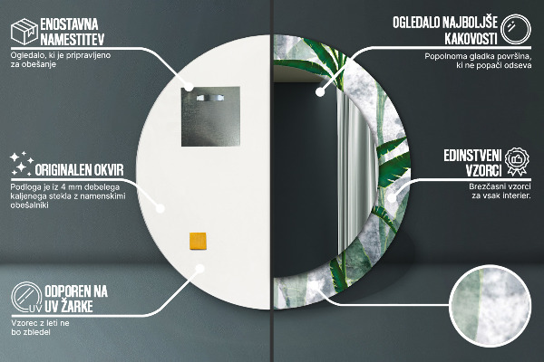 Tropické listy Okrúhle dekoračné zrkadlo