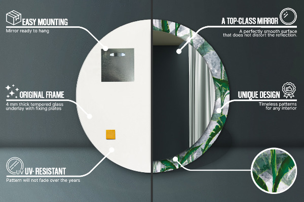 Tropické listy Okrúhle dekoračné zrkadlo