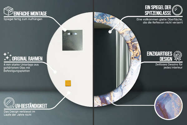 Abstraktné tekuté umenie Okrúhle dekoračné zrkadlo