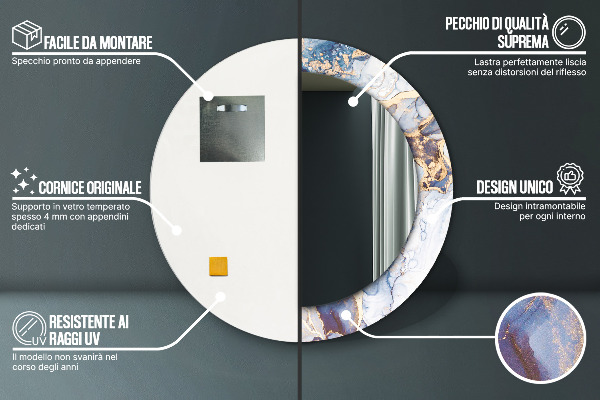 Abstraktné tekuté umenie Okrúhle dekoračné zrkadlo