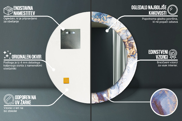 Abstraktné tekuté umenie Okrúhle dekoračné zrkadlo