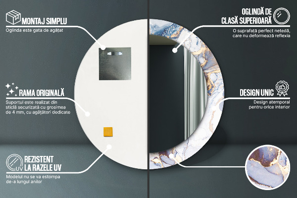 Abstraktné tekuté umenie Okrúhle dekoračné zrkadlo