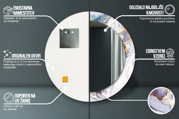 Abstraktné tekuté umenie Okrúhle dekoračné zrkadlo