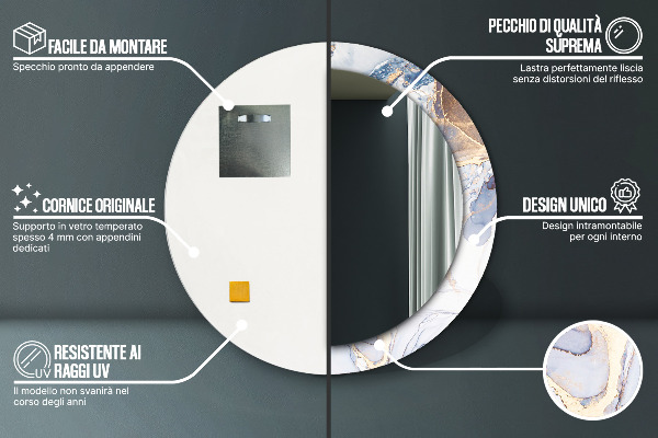 Abstraktné tekuté umenie Okrúhle dekoračné zrkadlo