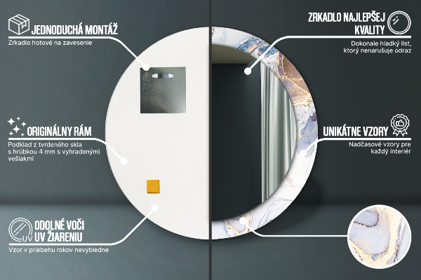 Abstraktné tekuté umenie Okrúhle dekoračné zrkadlo