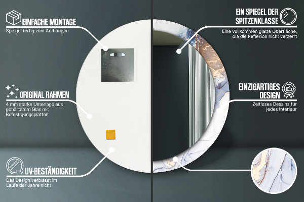 Abstraktné tekuté umenie Okrúhle dekoračné zrkadlo