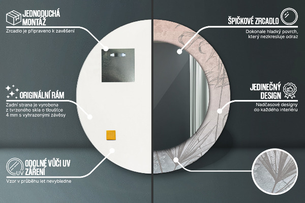 Tropické kvety Okrúhle dekoračné zrkadlo na stenu