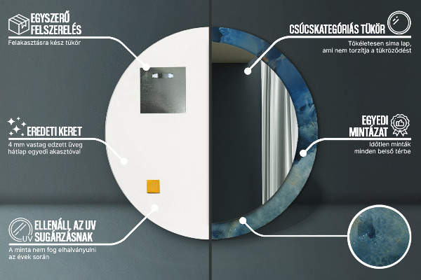 Mramorový onyx Okrúhle zrkadlo s motívom