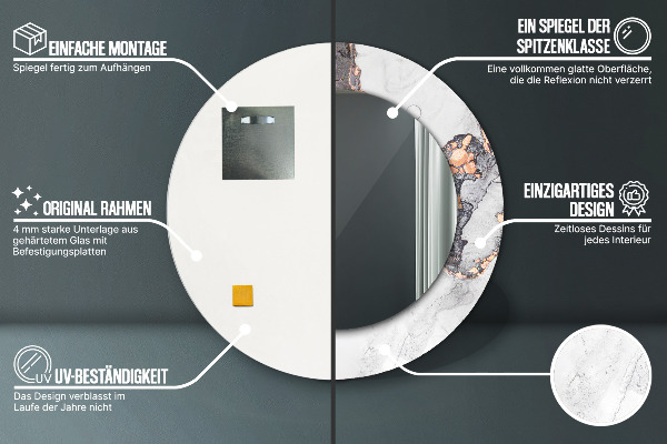 Abstraktná tekutina Okrúhle dekoračné zrkadlo na stenu