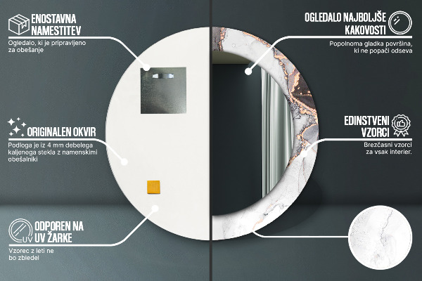 Abstraktná tekutina Okrúhle dekoračné zrkadlo na stenu