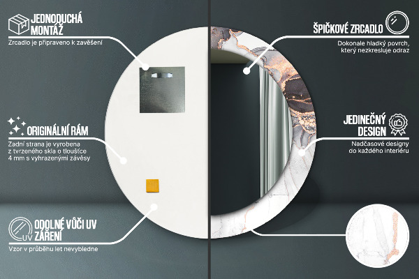 Abstraktná tekutina Okrúhle dekoračné zrkadlo na stenu