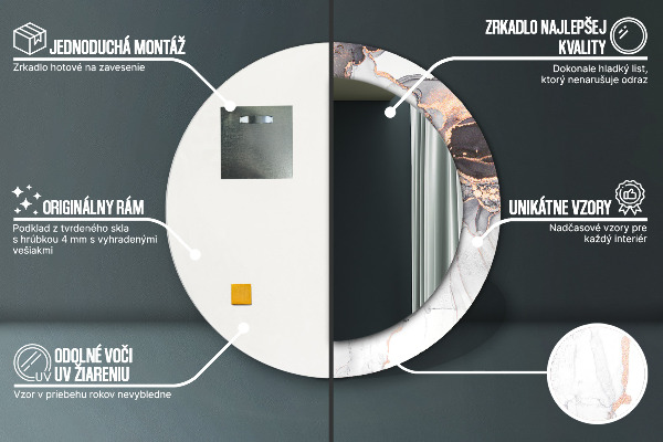 Abstraktná tekutina Okrúhle dekoračné zrkadlo na stenu