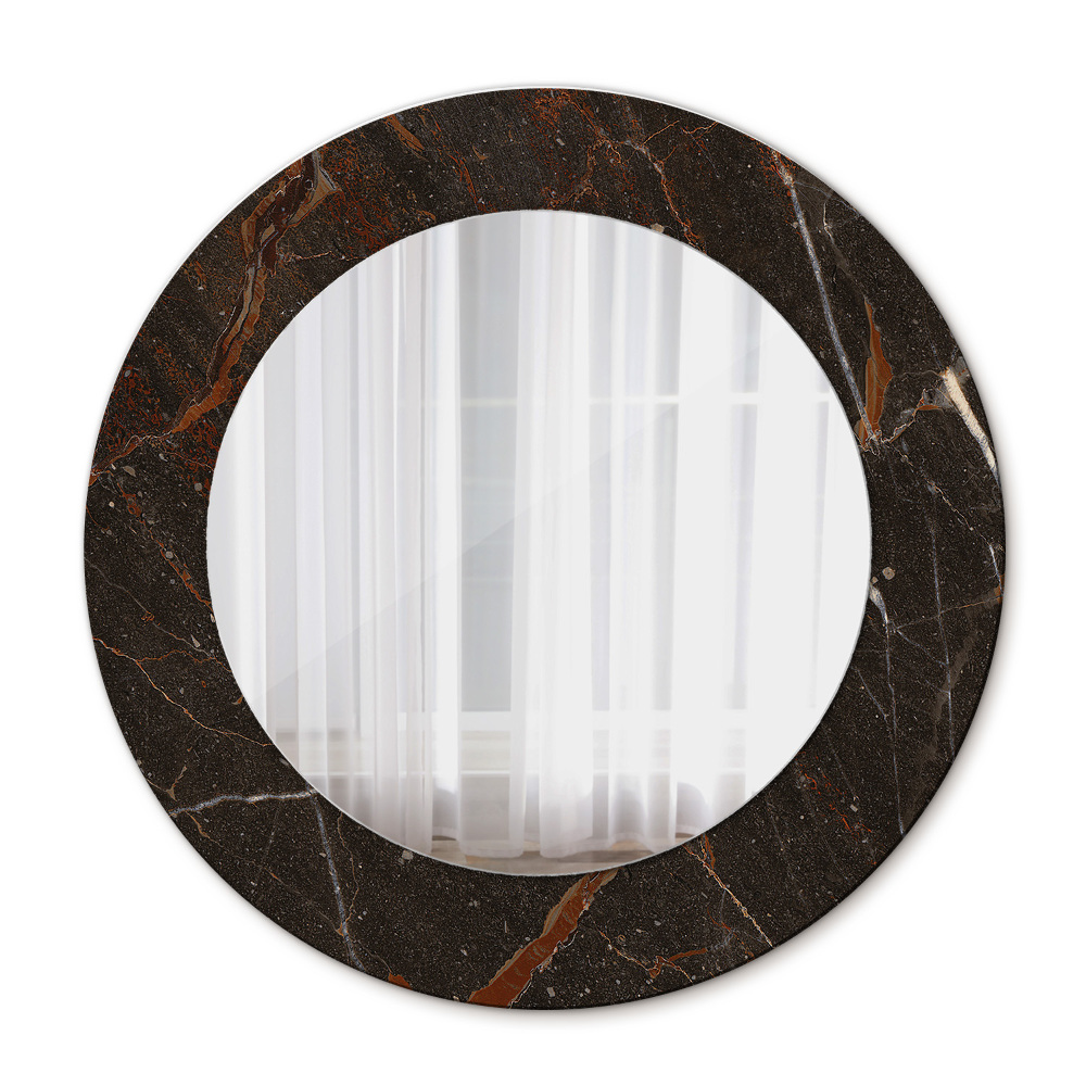 Hnedý mramor Okrúhle dekoračné zrkadlo na stenu