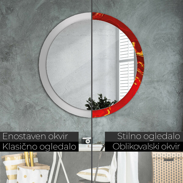 Červená mramor Okrúhle dekoračné zrkadlo na stenu