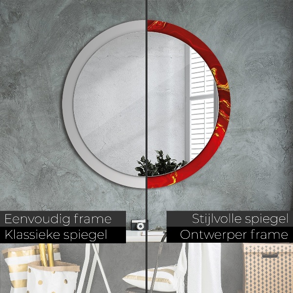 Červená mramor Okrúhle dekoračné zrkadlo na stenu
