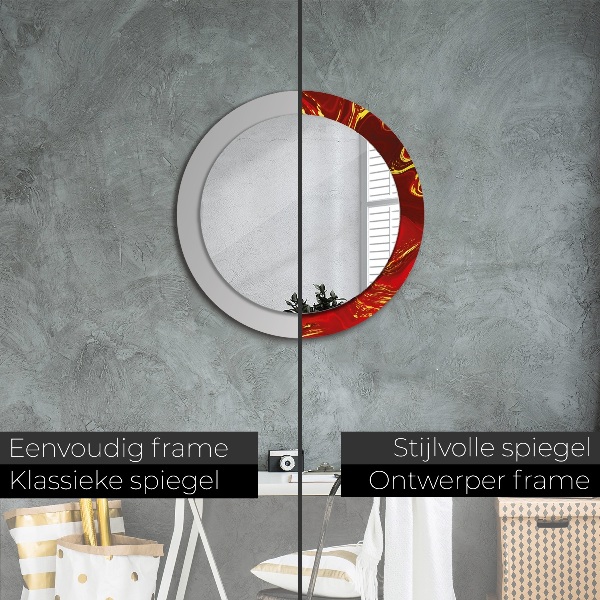 Červená mramor Okrúhle dekoračné zrkadlo na stenu