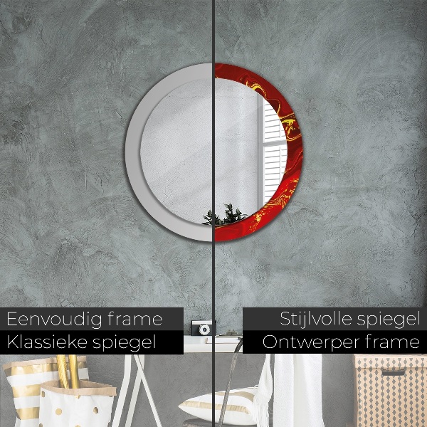 Červená mramor Okrúhle dekoračné zrkadlo na stenu