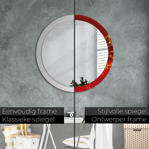Červená mramor Okrúhle dekoračné zrkadlo na stenu