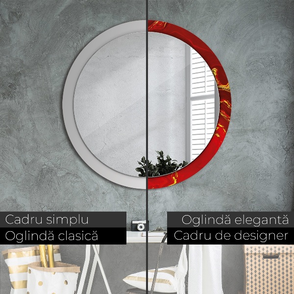Červená mramor Okrúhle dekoračné zrkadlo na stenu