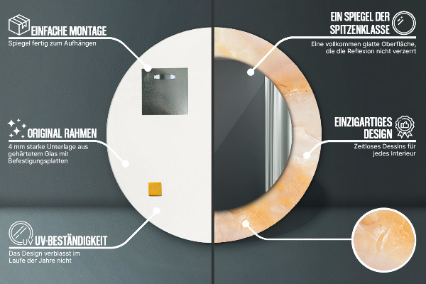 Mramorový onyx Okrúhle zrkadlo rám s potlačou